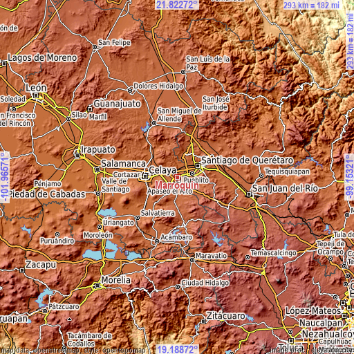 Topographic map of Marroquín