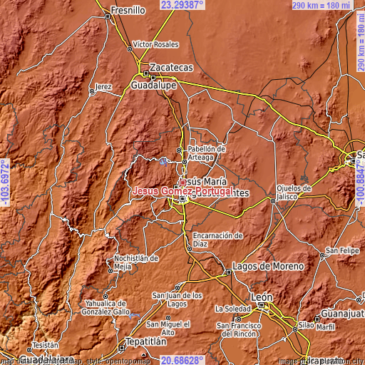 Topographic map of Jesús Gómez Portugal