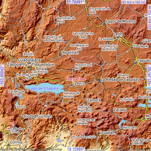 Topographic map of Margaritas