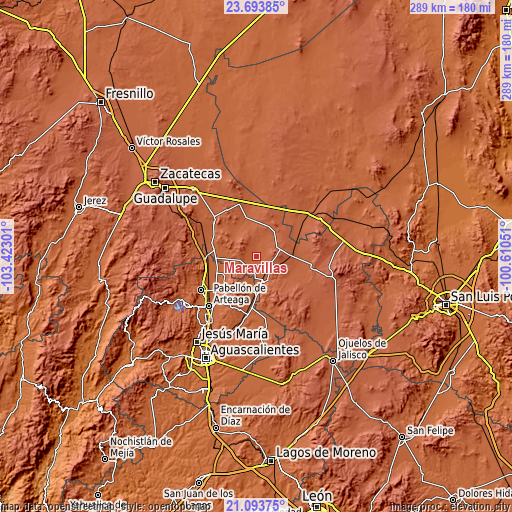 Topographic map of Maravillas