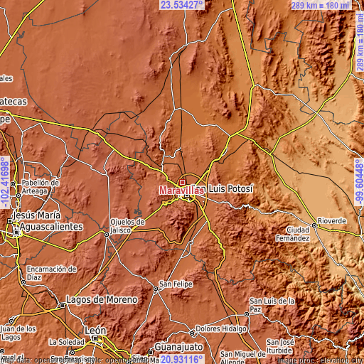 Topographic map of Maravillas