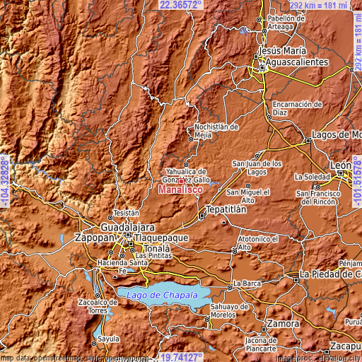 Topographic map of Manalisco