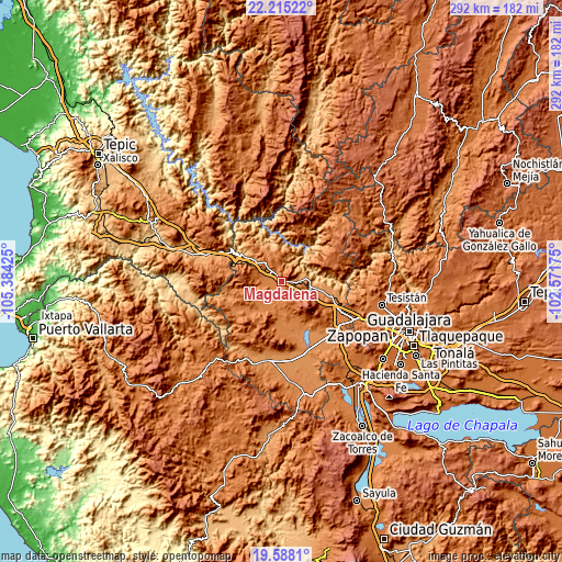 Topographic map of Magdalena