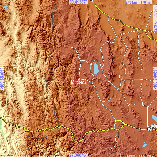 Topographic map of Madera