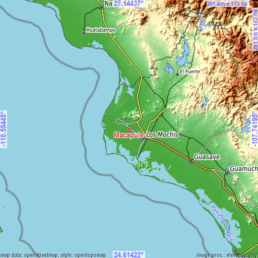 Topographic map of Macapule