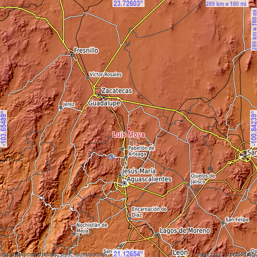 Topographic map of Luis Moya