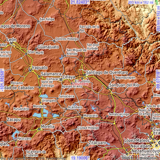 Topographic map of Lourdes