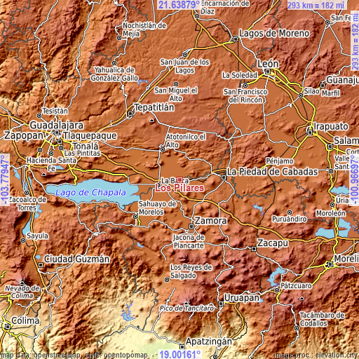 Topographic map of Los Pilares