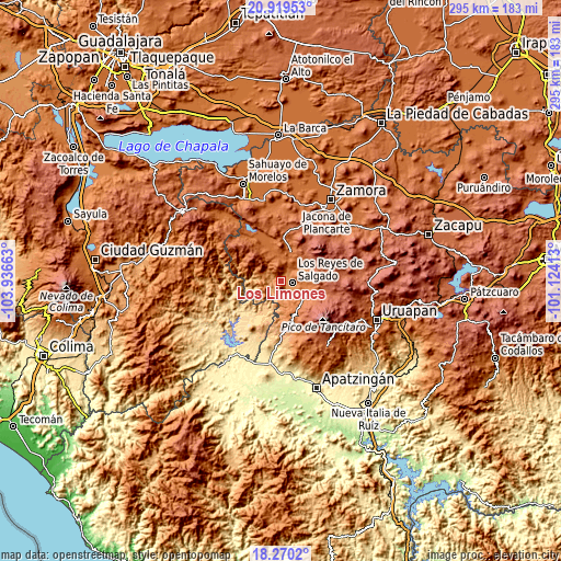 Topographic map of Los Limones