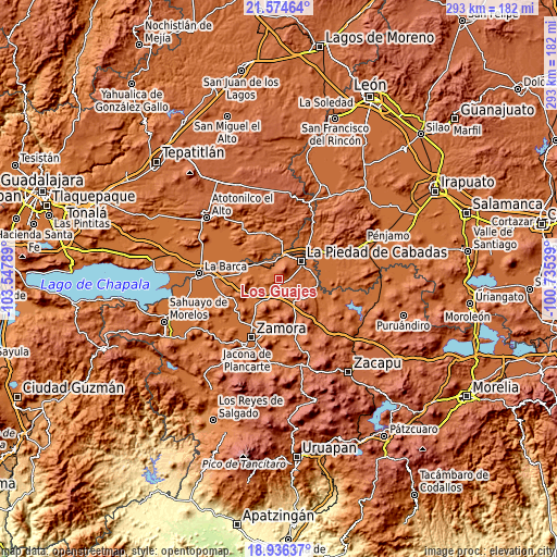 Topographic map of Los Guajes