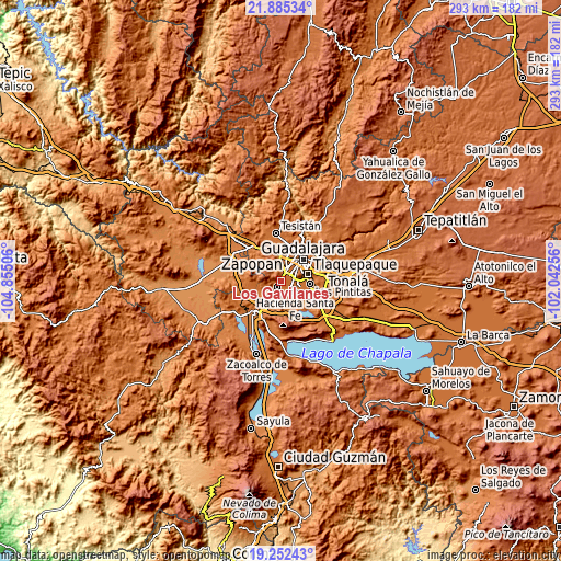 Topographic map of Los Gavilanes