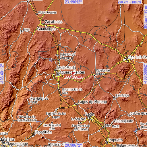 Topographic map of Los Conos