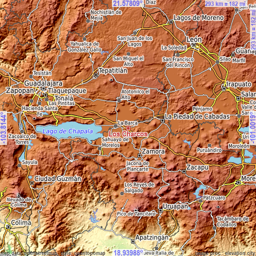 Topographic map of Los Charcos