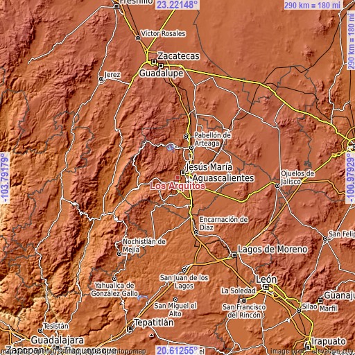 Topographic map of Los Arquitos