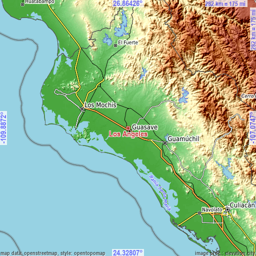 Topographic map of Los Angeles