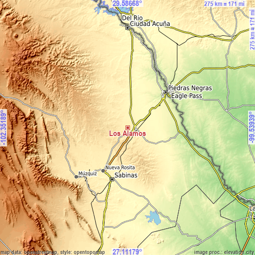 Topographic map of Los Álamos