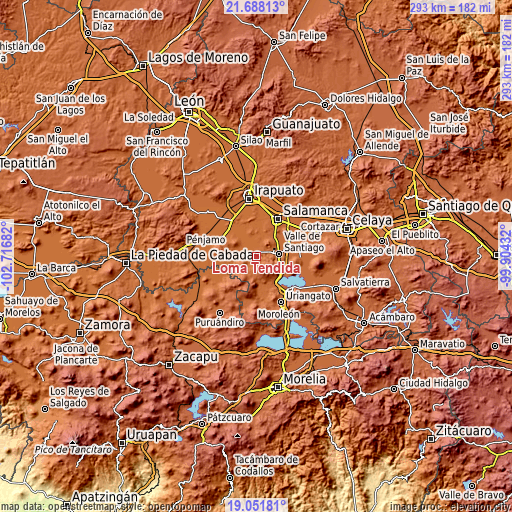 Topographic map of Loma Tendida