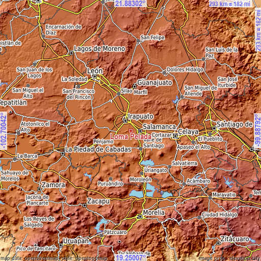 Topographic map of Loma Pelada