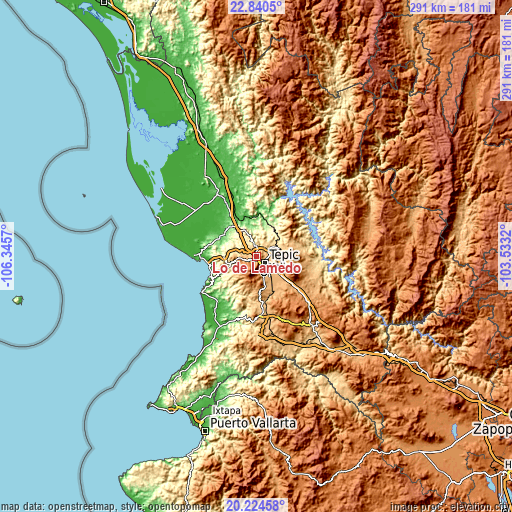 Topographic map of Lo de Lamedo