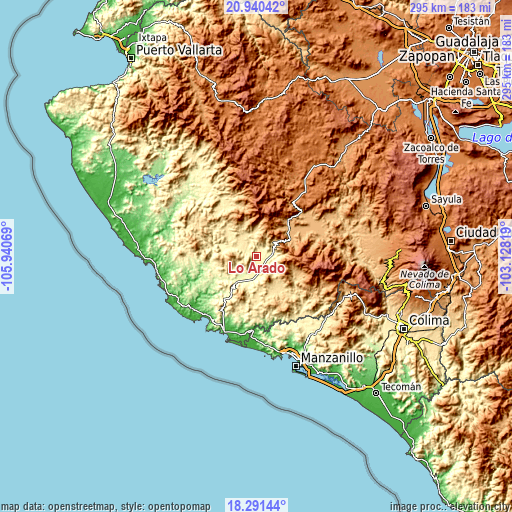 Topographic map of Lo Arado