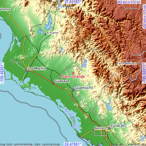 Topographic map of Llano Grande