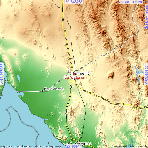 Topographic map of La Victoria