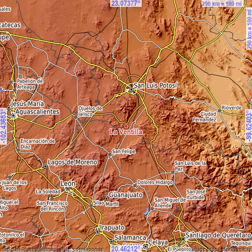 Topographic map of La Ventilla