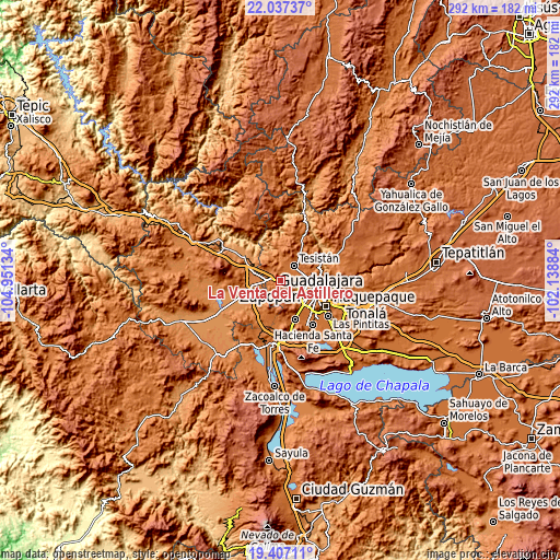 Topographic map of La Venta del Astillero