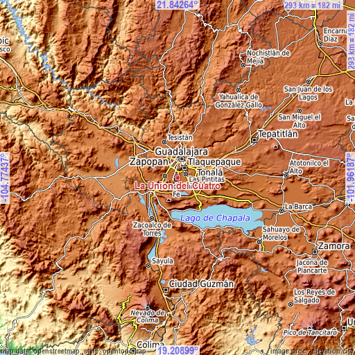 Topographic map of La Unión del Cuatro