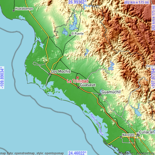 Topographic map of La Trinidad