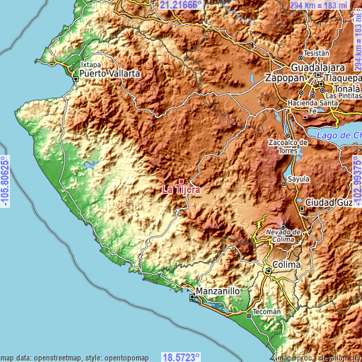 Topographic map of La Tijera