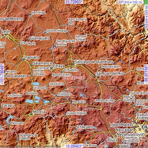 Topographic map of Las Taponas