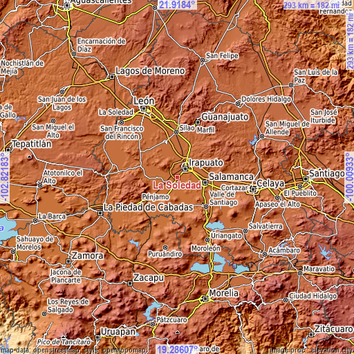 Topographic map of La Soledad