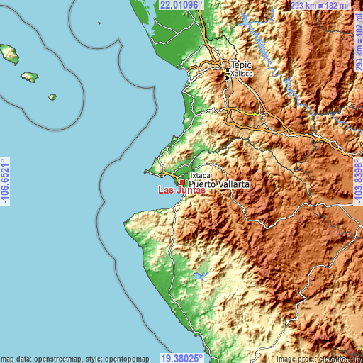 Topographic map of Las Juntas