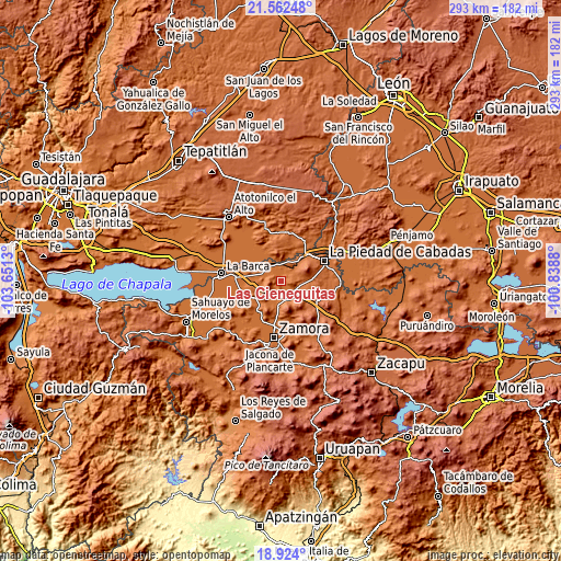 Topographic map of Las Cieneguitas