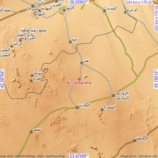 Topographic map of Ain AlBaraha