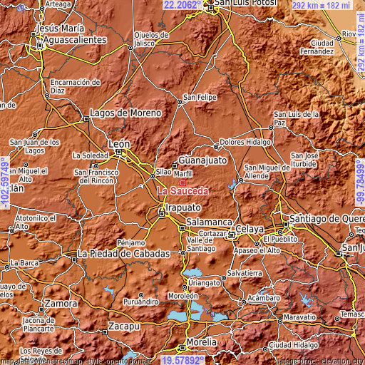 Topographic map of La Sauceda