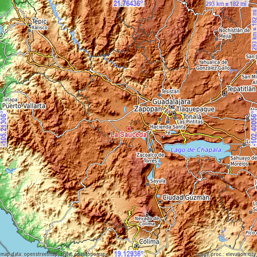 Topographic map of La Sauceda