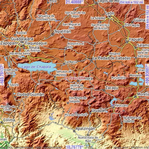 Topographic map of La Sauceda