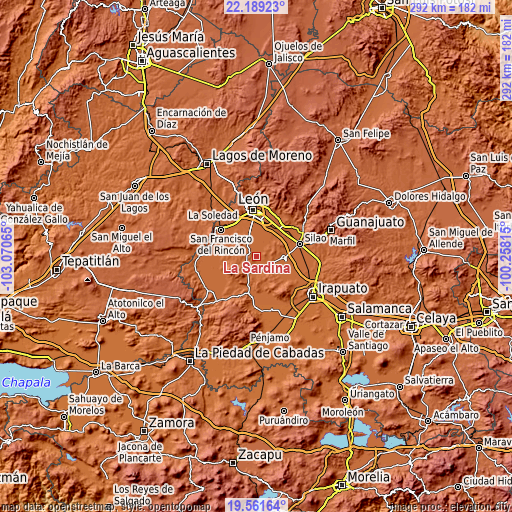 Topographic map of La Sardina