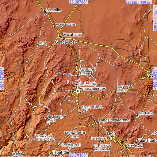 Topographic map of Las Ánimas