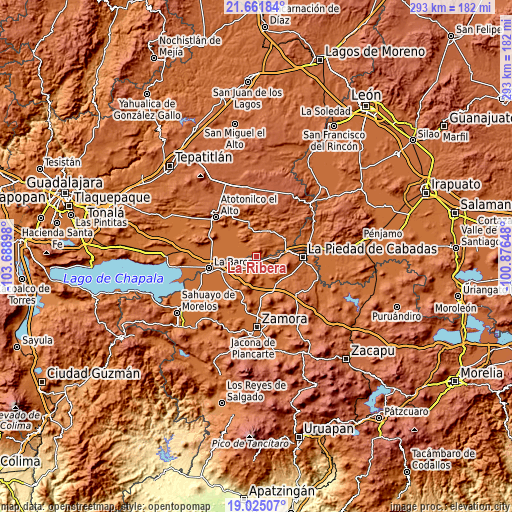 Topographic map of La Ribera