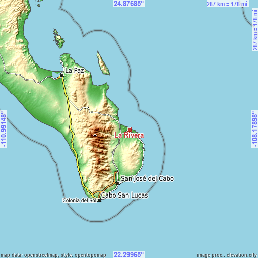 Topographic map of La Rivera