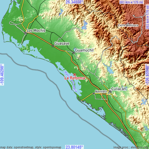 Topographic map of La Reforma