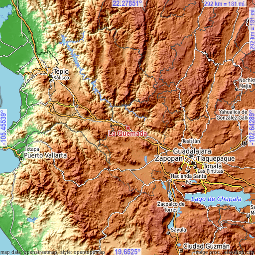 Topographic map of La Quemada