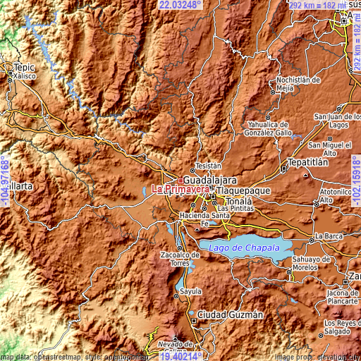 Topographic map of La Primavera