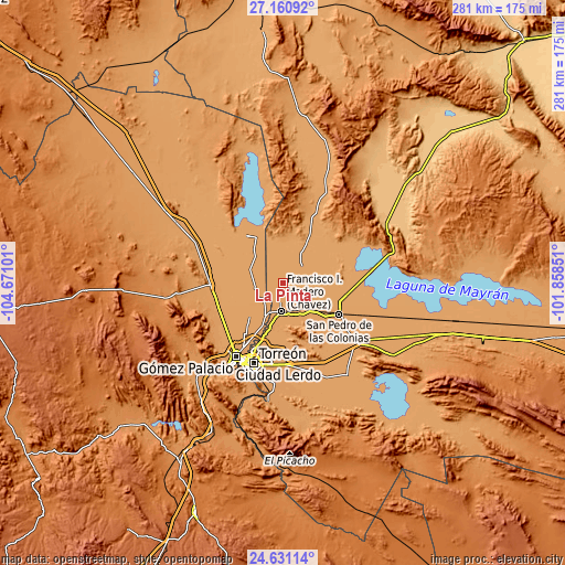 Topographic map of La Pinta