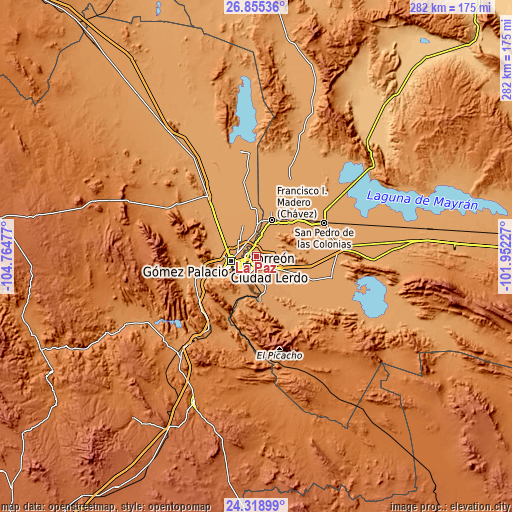Topographic map of La Paz
