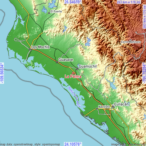 Topographic map of La Palma