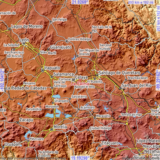 Topographic map of La Palma